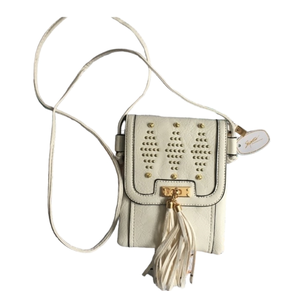 NWT White Vegan Faux Leather Tassel Crossbody bag